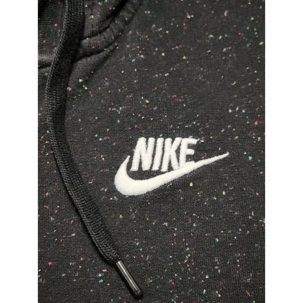 Rare Y2K Nike Speckled Hoodie Full‎ Zip Jacket Womens Medium Black - Picture 3 of 16